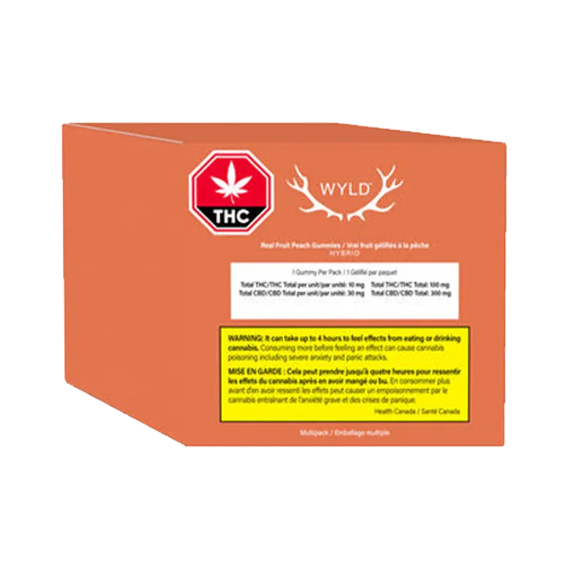Wyld 10 Pack Real Fruit Peach THC:CBD Gummies Multipack Edibles