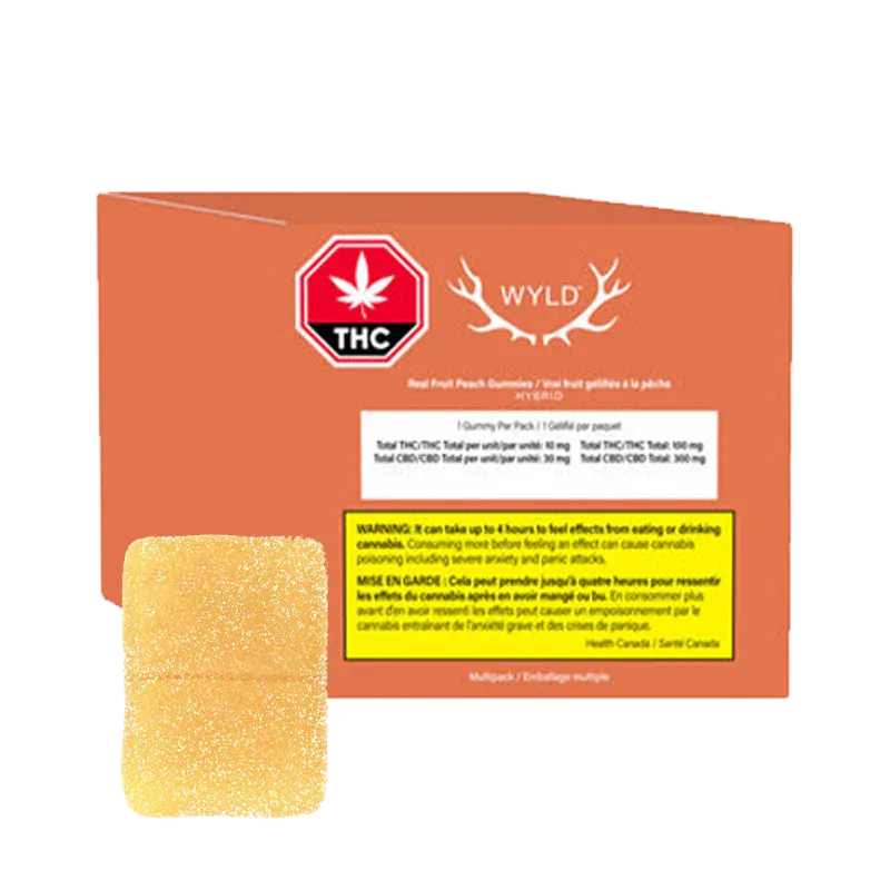 Wyld 10 Pack Real Fruit Peach THC:CBD Gummies Multipack Edibles