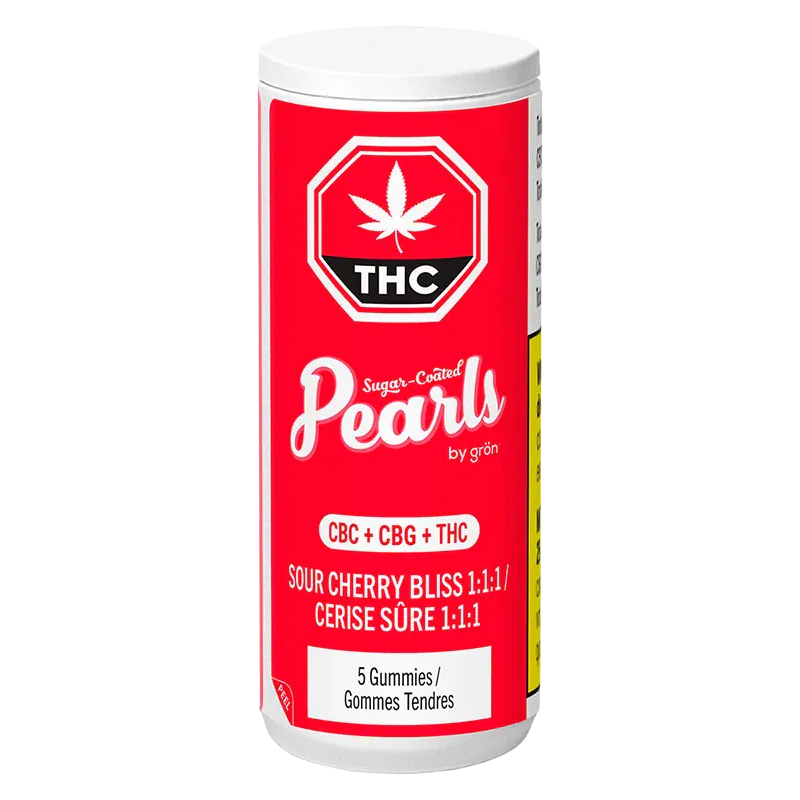 Pearls By Gron 5 Pack Sour Cherry Bliss 1:1:1 CBC/CBG/THC Gummies Edibles