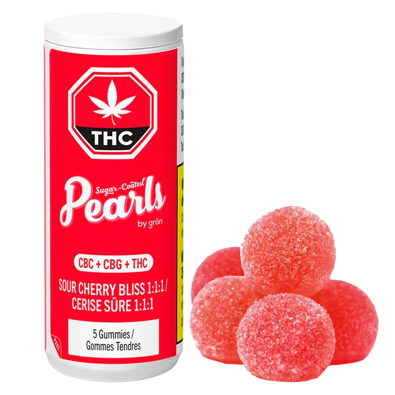 Pearls By Gron 5 Pack Sour Cherry Bliss 1:1:1 CBC/CBG/THC Gummies Edibles