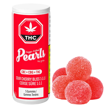 Pearls By Gron 5 Pack Sour Cherry Bliss 1:1:1 CBC/CBG/THC Gummies Edibles