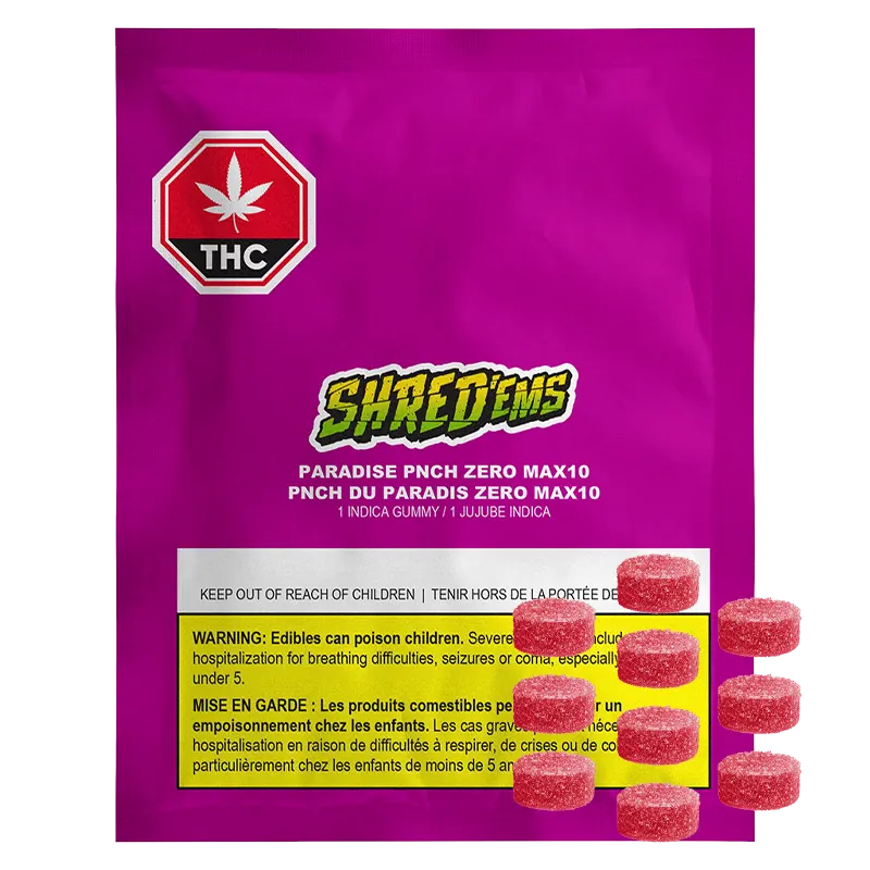 Shred'Ems 10 Pack Paradise Pnch Zero Party Pack Gummies Edibles