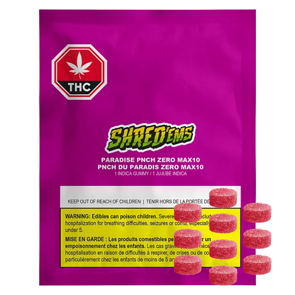Shred'Ems 10 Pack Paradise Pnch Zero Party Pack Gummies Edibles