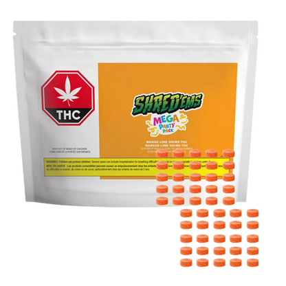 Shred'Ems 50 Pack Mango Lime Mega Party Pack Gummies Edibles