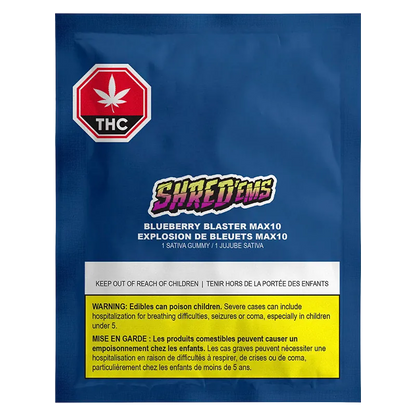 Shred'Ems 10 Pack Blueberry Blaster Party Pack THC:CBG Gummies Edibles