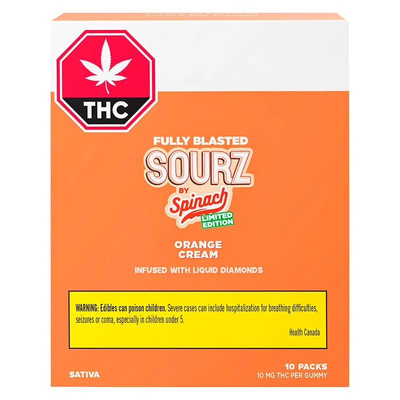 Spinach Sourz 10 Pack Fully Blasted Orange Cream Gummies Edibles