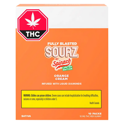 Spinach Sourz 10 Pack Fully Blasted Orange Cream Gummies Edibles