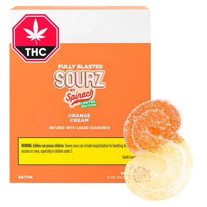 Spinach Sourz 10 Pack Fully Blasted Orange Cream Gummies Edibles