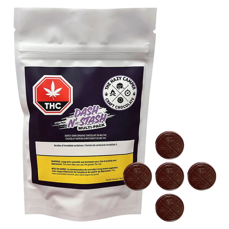 The Hazy Camper 5 Pack Simply Dark Organic Chocolate Edibles