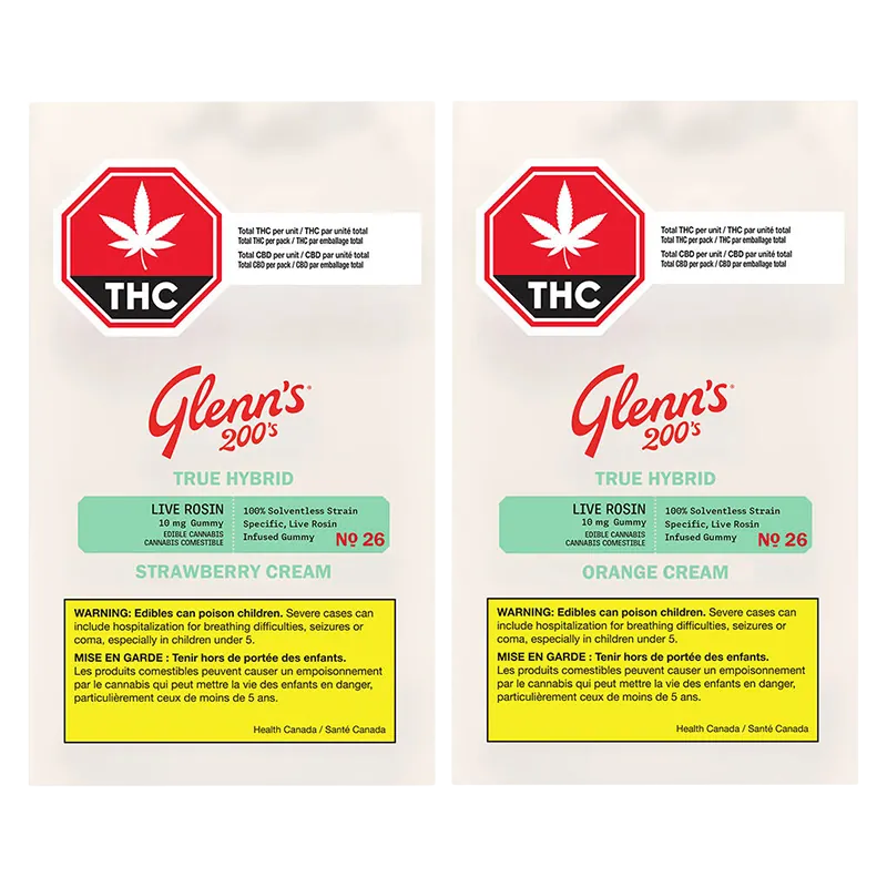 Glenn's 20 Pack No.26 200's True Rosin Strawberry Cream Gummies Edibles