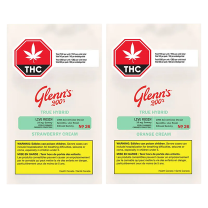 Glenn's 20 Pack No.26 200's True Rosin Strawberry Cream Gummies Edibles