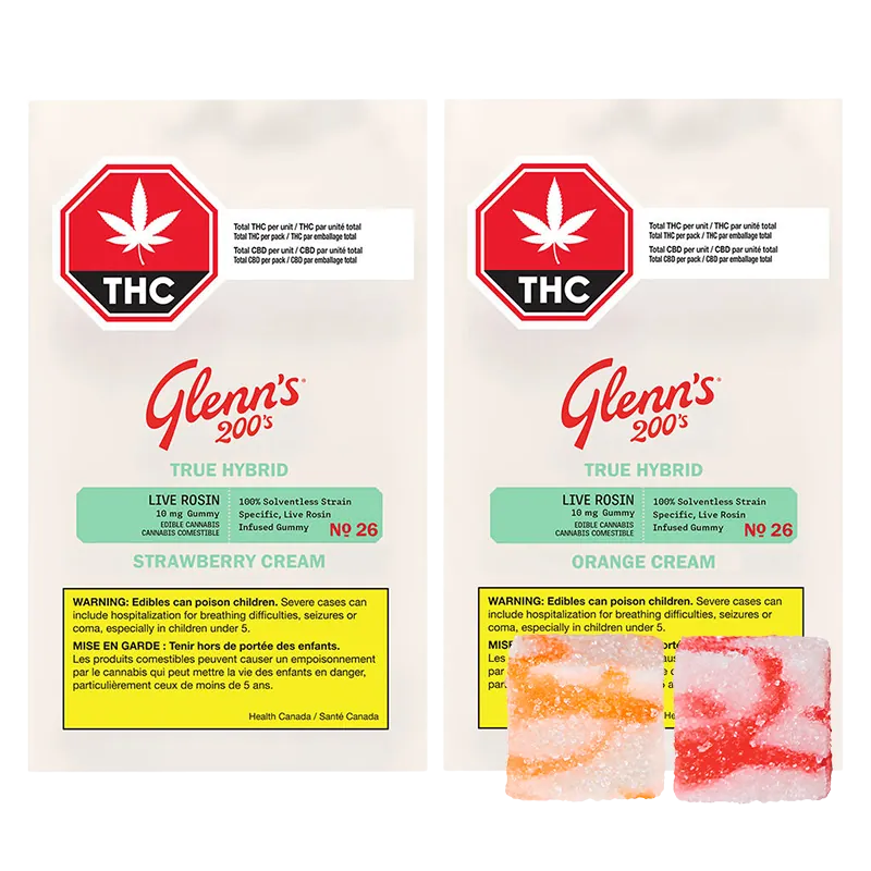 Glenn's 20 Pack No.26 200's True Rosin Strawberry Cream Gummies Edibles