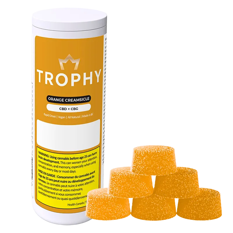 Trophy 20 Pack Orange Creamsicle CBD:CBG Gummies Edibles