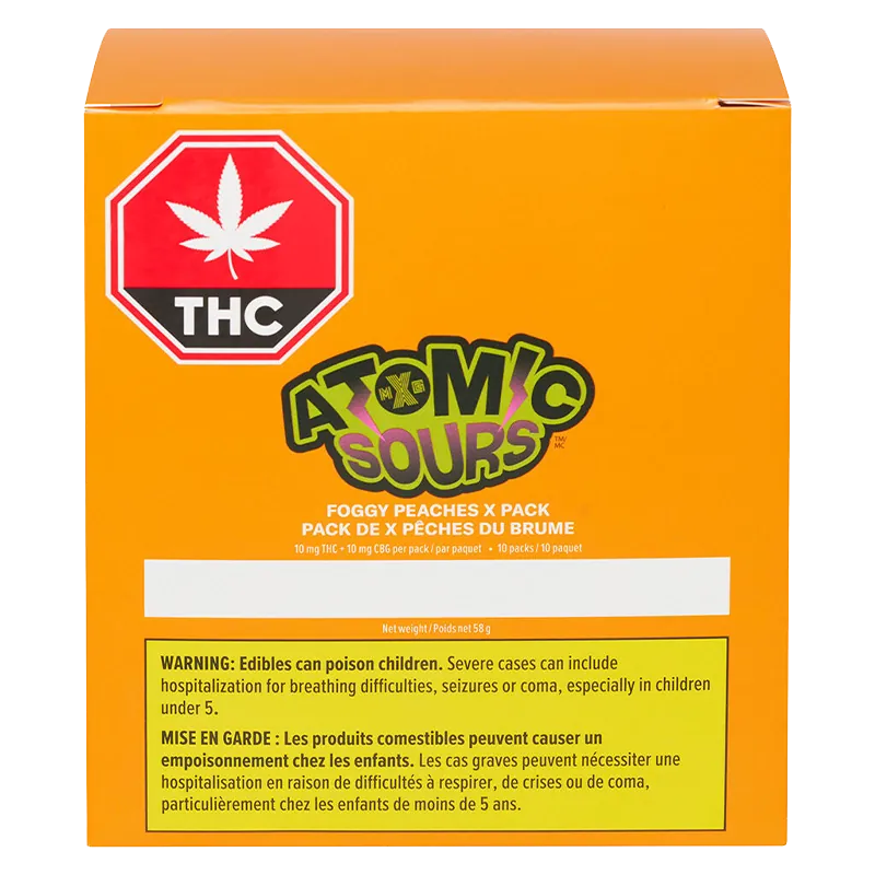 XMG Atomic Sours 10 Pack Foggy Peaches Gummies Edibles