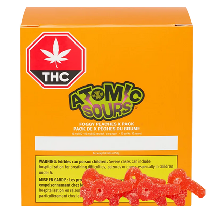 XMG Atomic Sours 10 Pack Foggy Peaches Gummies Edibles