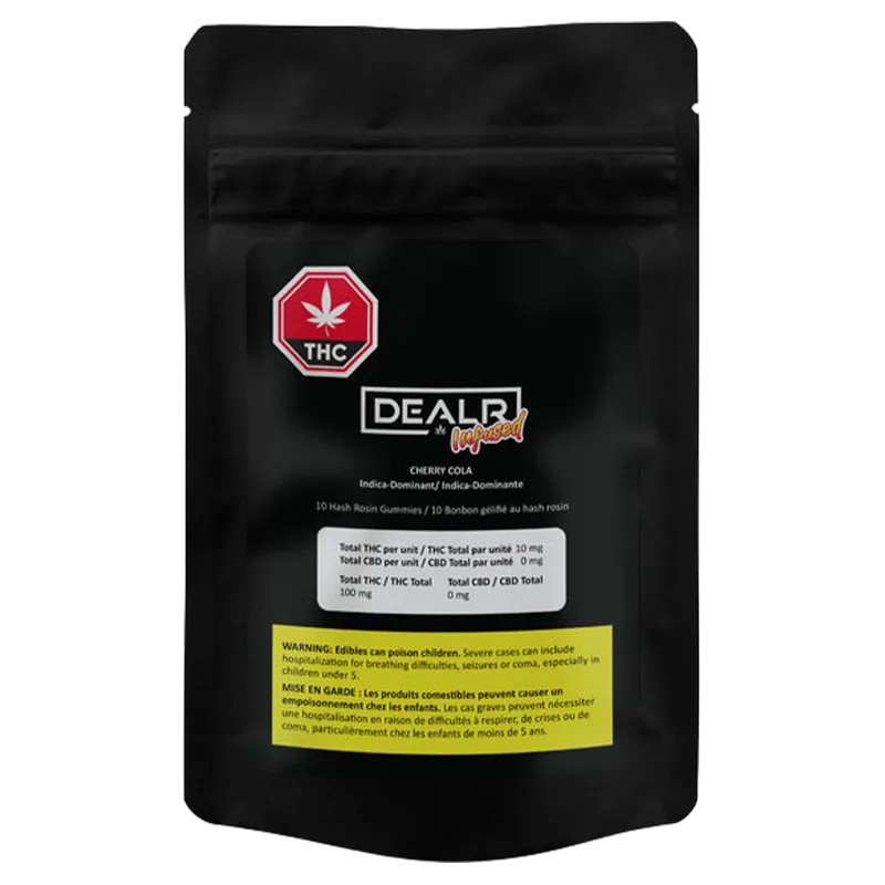 Dealr Infused 10 Pack Cherry Cola Hash Rosin Gummies Edibles