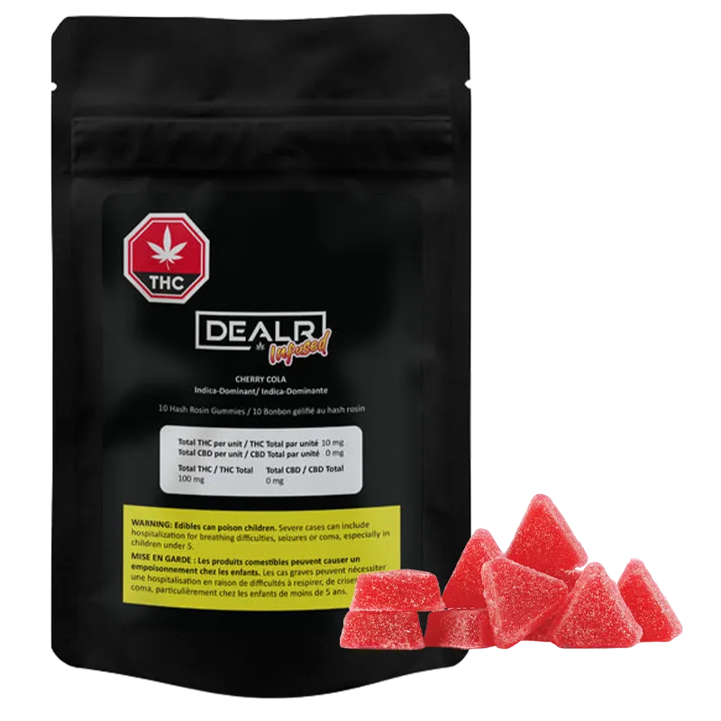 Dealr Infused 10 Pack Cherry Cola Hash Rosin Gummies Edibles