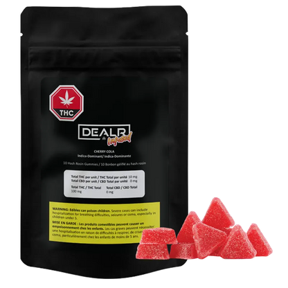Dealr Infused 10 Pack Cherry Cola Hash Rosin Gummies Edibles