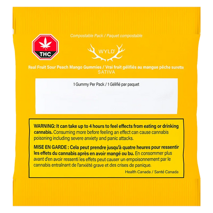 Wyld 1 Pack Real Fruit Sour Peach Mango 3:1 CBG:THC Gummy Edibles