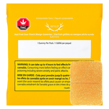 Wyld 1 Pack Real Fruit Sour Peach Mango 3:1 CBG:THC Gummy Edibles