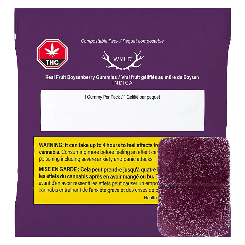 Wyld 1 Pack Real Fruit Boysenberry 2:1:1 CBD:THC:CBN Gummy Edibles