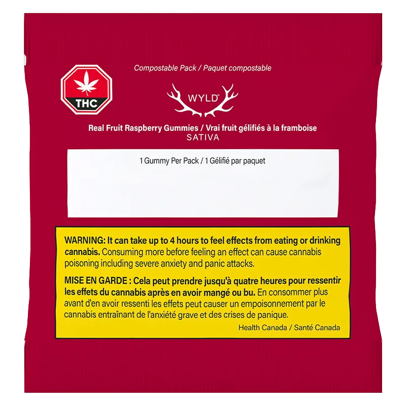 Wyld 4 g Raspberry Sativa THC Gummies Edibles