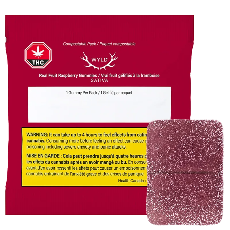Wyld 4 g Raspberry Sativa THC Gummies Edibles