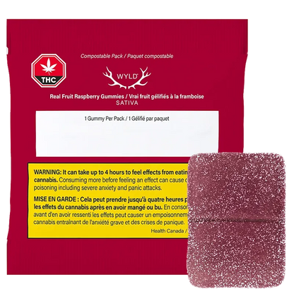 Wyld 4 g Raspberry Sativa THC Gummies Edibles