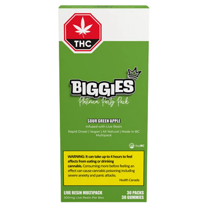 Biggies 30 Pack Sour Green Apple Live Resin Gummies Edibles