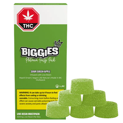 Biggies 30 Pack Sour Green Apple Live Resin Gummies Edibles