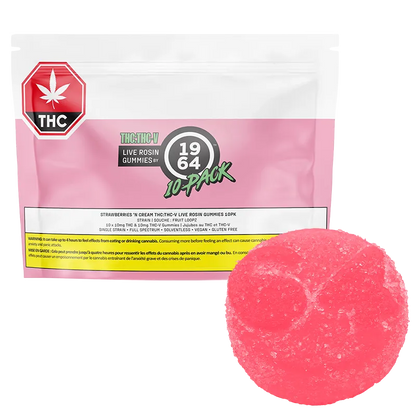 1964 10 pack THC:THC-V Strawberries 'N Cream Live Rosin Gummies Edibles
