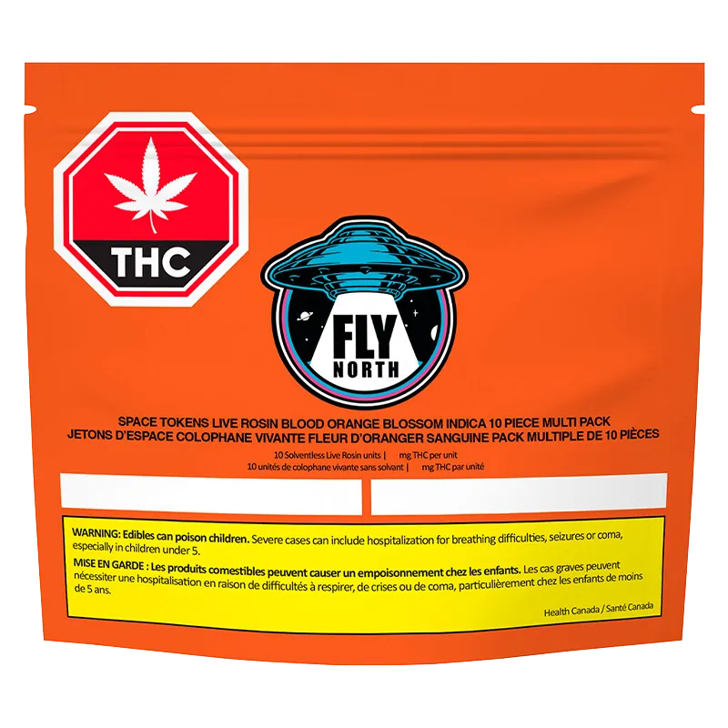 FLY NORTH 10 pack Space Tokens Live Rosin Blood Orange Blossom Gummies Edibles