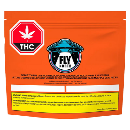 FLY NORTH 10 pack Space Tokens Live Rosin Blood Orange Blossom Gummies Edibles