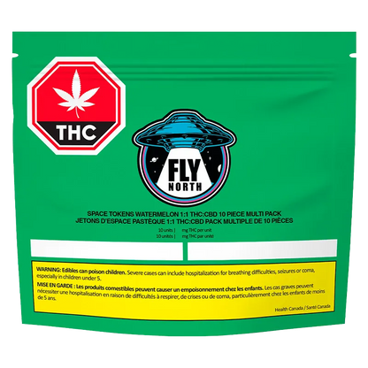 FLY NORTH 10 pack Space Tokens Watermelon 1:1 THC:CBD Gummies Edibles
