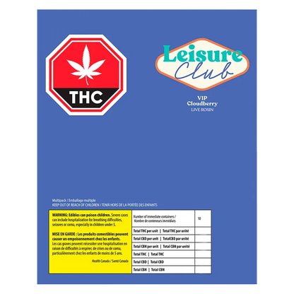 Leisure Club 10 pack Cloudberry Live Rosin VIP Gummies Edibles