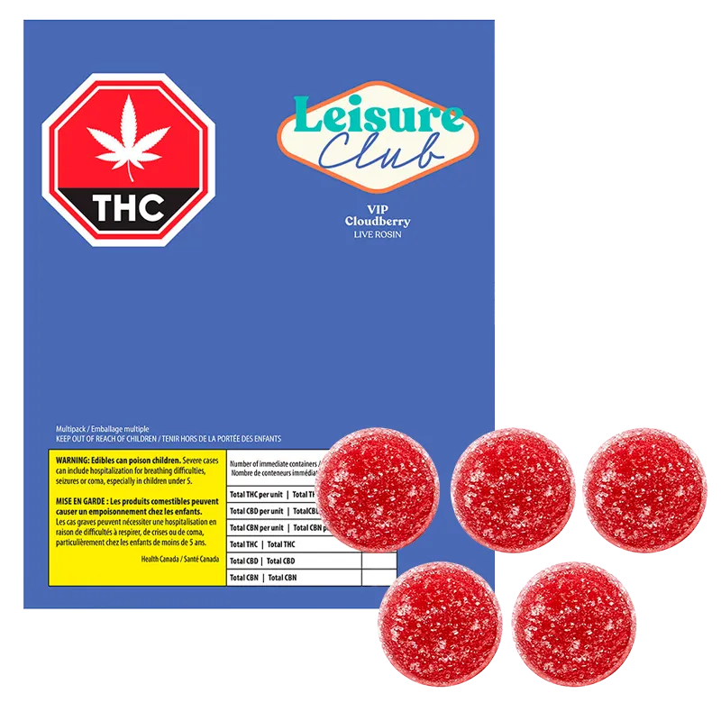 Leisure Club 10 pack Cloudberry Live Rosin VIP Gummies Edibles
