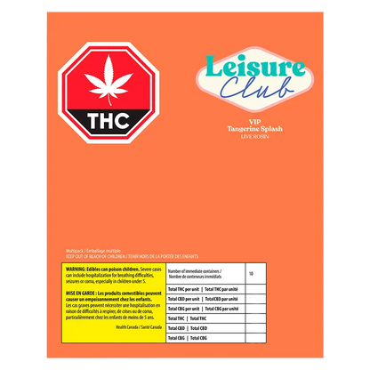 Leisure Club 10 pack Tangerine Splash Live Rosin Gummies Edibles