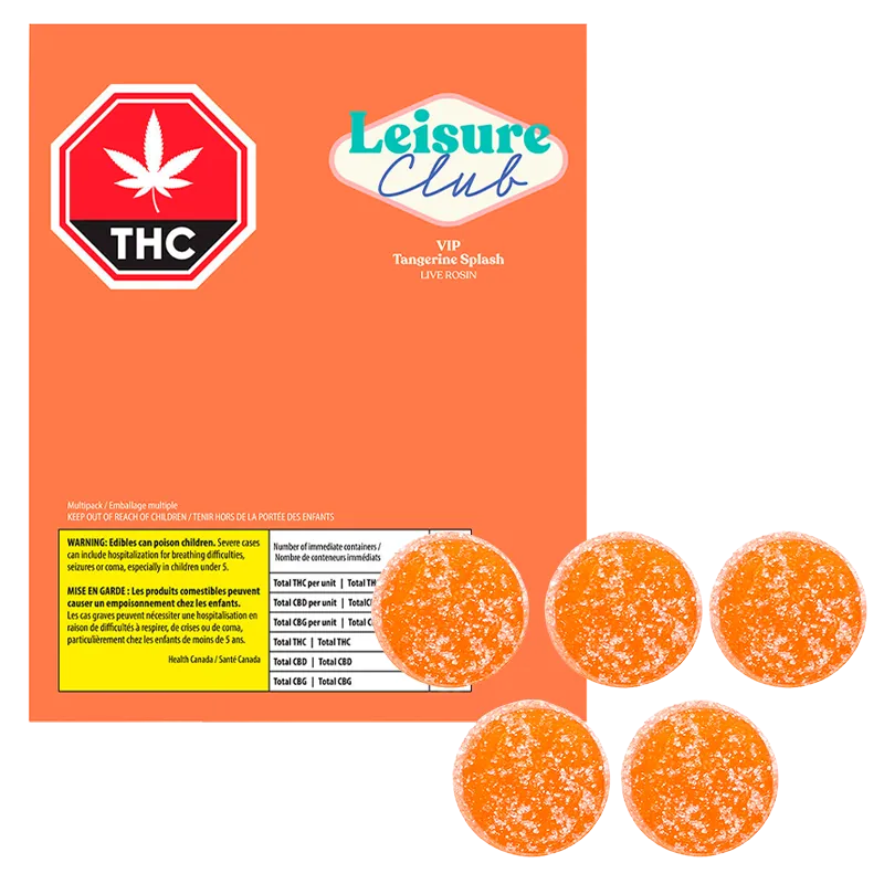 Leisure Club 10 pack Tangerine Splash Live Rosin Gummies Edibles