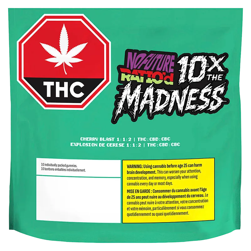 No Future 10 pack 10X the Madness Ratio'd Cherry Blast 1:1:2 THC/CBD/CBC Gummies Edibles