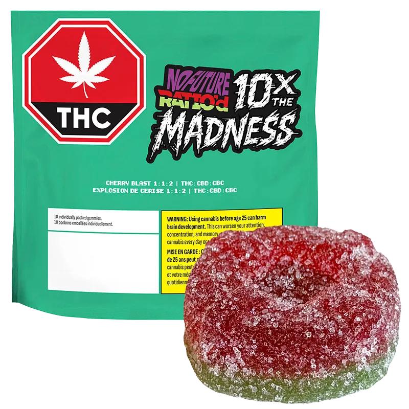 No Future 10 pack 10X the Madness Ratio'd Cherry Blast 1:1:2 THC/CBD/CBC Gummies Edibles
