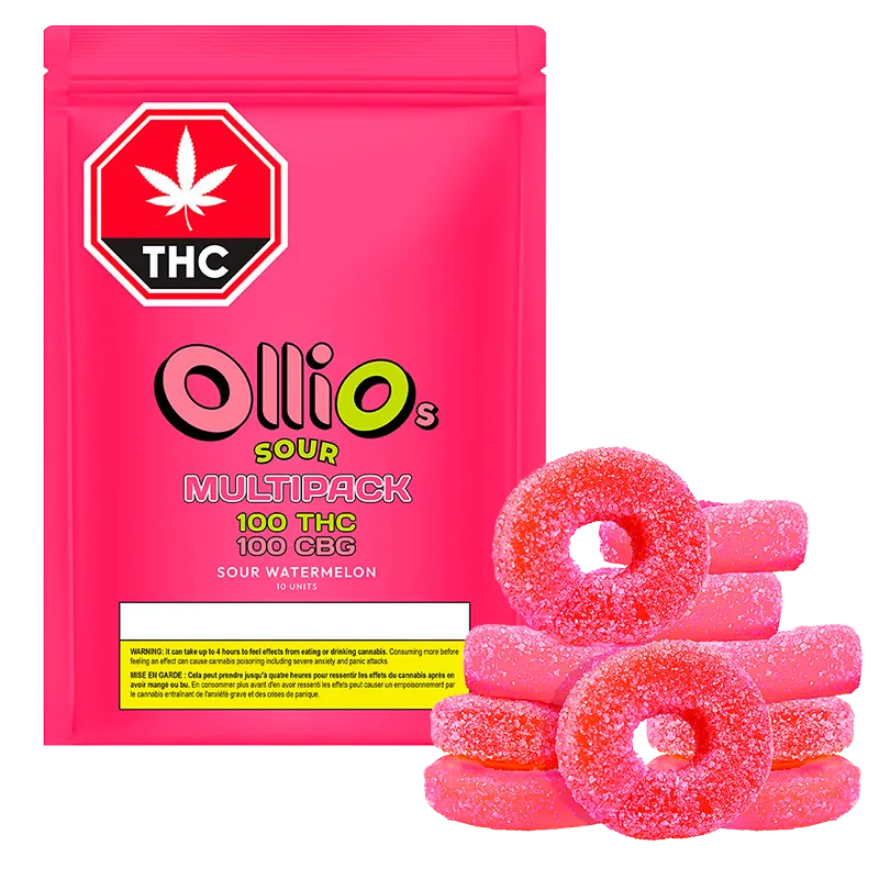 Olli O's 10 pack Multipack Sour Watermelon Gummies Edibles
