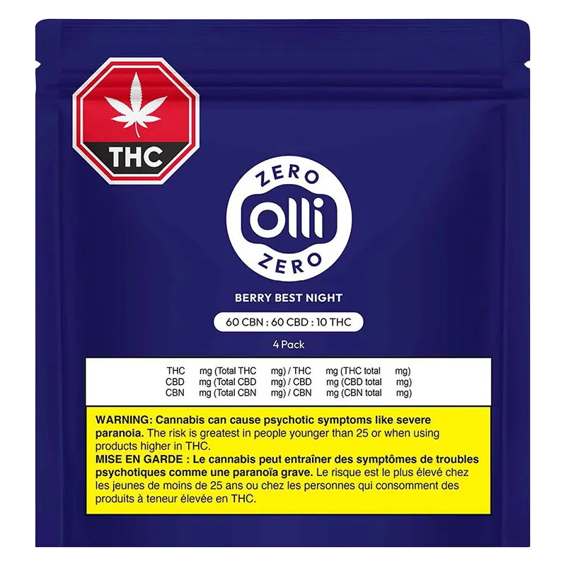 Olli Zero 4 pack Berry Best Night CBN:CBD:THC Gummies Edibles