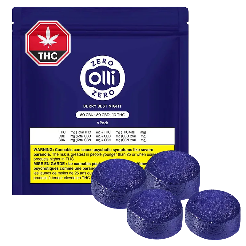 Olli Zero 4 pack Berry Best Night CBN:CBD:THC Gummies Edibles