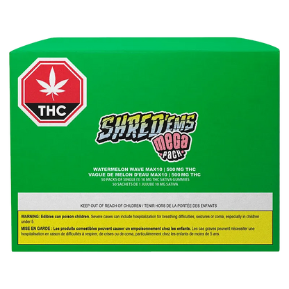 SHRED'ems 50 pack Watermelon Wave MAX10 Mega Pack 500 THC Gummies Edibles