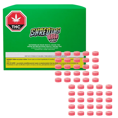 SHRED'ems 50 pack Watermelon Wave MAX10 Mega Pack 500 THC Gummies Edibles