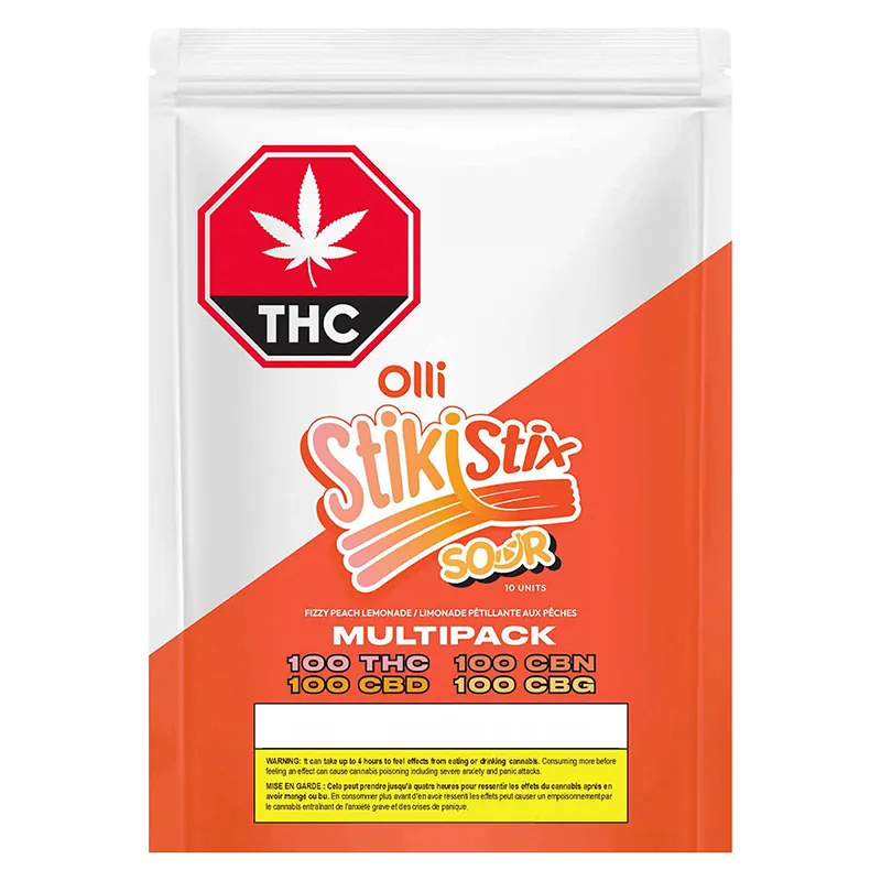 StikiStix 10 pack Multipack Sour Fizzy Peach Lemonade Gummies Edibles