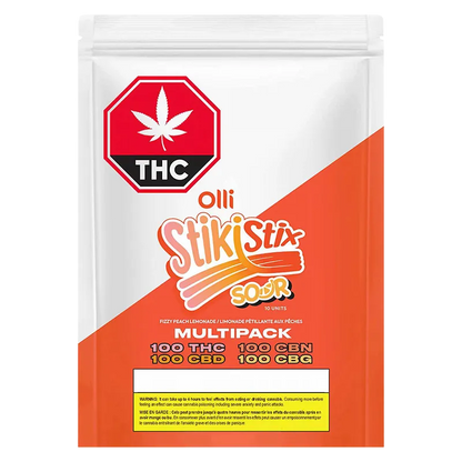 StikiStix 10 pack Multipack Sour Fizzy Peach Lemonade Gummies Edibles