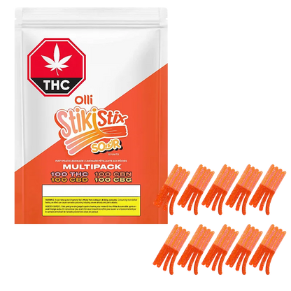 StikiStix 10 pack Multipack Sour Fizzy Peach Lemonade Gummies Edibles