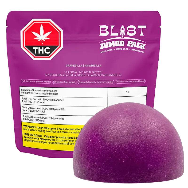 BLAST 10 pack Jumbo Pack Grapeziilla LRO+CBG Higher Chewz Gummies Edibles
