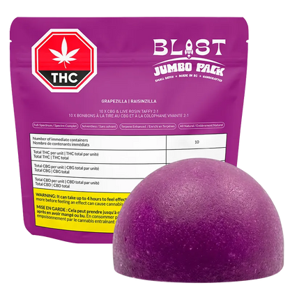 BLAST 10 pack Jumbo Pack Grapeziilla LRO+CBG Higher Chewz Gummies Edibles